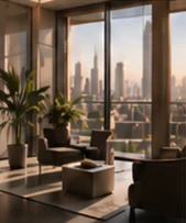 Executive lounge overlooking the city