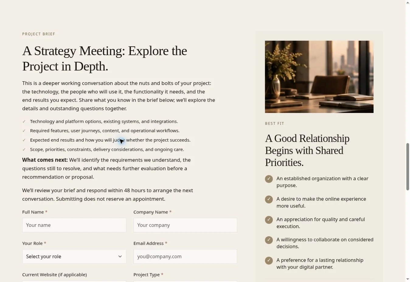 Actual desktop screenshot of strategy meeting requirements